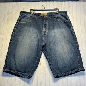 Decibel Mens Blue Denim Jean Shorts Bermuda  Distressed 40